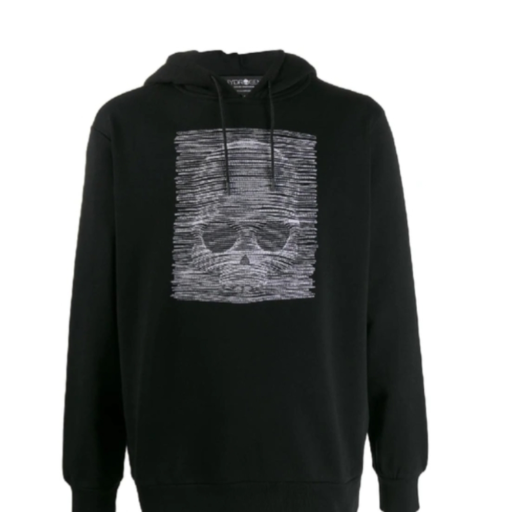 Hydrogen 3D skull Black Graphic Hoodie NWT P2P 21" Italian Lux🩶 Med Women $500